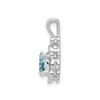 Sterling Silver Rhodiumed Diamond & Aquamarine March Birthstone Fancy Pendant