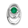 Sterling Silver Created Emerald May Birthstone Vibrant Double Oval Pendant