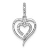 Sterling Silver Rhodium Plated White Diamond Double Fancy Heart Pendant 0.10 Ct.