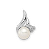 Sterling Silver Rhodium Plated Diamond & 6mm FW Cultured Pearl Swirl Pendant