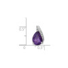 Sterling Silver Rhodium Plated Pear Purple Amethyst & Diamond Slide Pendant