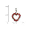 Sterling Silver Rhodium Plated Round Red Garnet Cut Out Heart Pendant