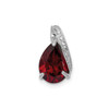 Sterling Silver Rhodium Plated Pear Red Garnet & Diamond Slide Pendant