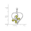 Sterling Silver Rhodium Plated Pear Peridot & Diamond Butterfly in Heart Pendant