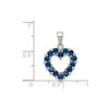 Sterling Silver Rhodium Plated Round Shape Blue Sapphire Cut Out Heart Pendant