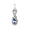 Sterling Silver Rhodium Plated Oval Tanzanite & Diamond Infinity Pendant