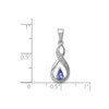 Sterling Silver Rhodium Plated Pear Tanzanite & Diamond Infinity Drop Pendant