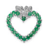 Sterling Silver Rhodium Plated Round Emerald & Diamond Heart & Butterfly Pendant