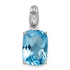 Sterling Silver Rhodium Plated Swiss Blue Topaz Cushion Shape Drop Pendant