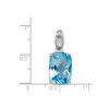 Sterling Silver Rhodium Plated Swiss Blue Topaz Cushion Shape Drop Pendant