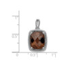 Sterling Silver Rhodium Plated Smoky Quartz Cushion Shape Twisted Drop Pendant