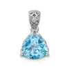 Sterling Silver Rhodium Plated Trillion Blue Topaz Triangle Infinity Pendant