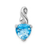 Sterling Silver Rhodiumed Light Swiss Blue Topaz & Diamond Heart Swirl Pendant