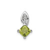 Sterling Silver Rhodium Plated Green Peridot & Diamond Spade Pendant