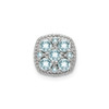 Sterling Silver Rhodium Plated Blue Aquamarine Cluster Square Slide Pendant