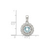 Sterling Silver Rhodiumed White Topaz & Aquamarine Heart Halo Circle Pendant