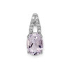 Sterling Silver Rhodiium Plated Pink Quartz & Diamond Oval Pendant