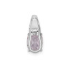 Sterling Silver Rhodiium Plated Pink Quartz & Diamond Oval Pendant
