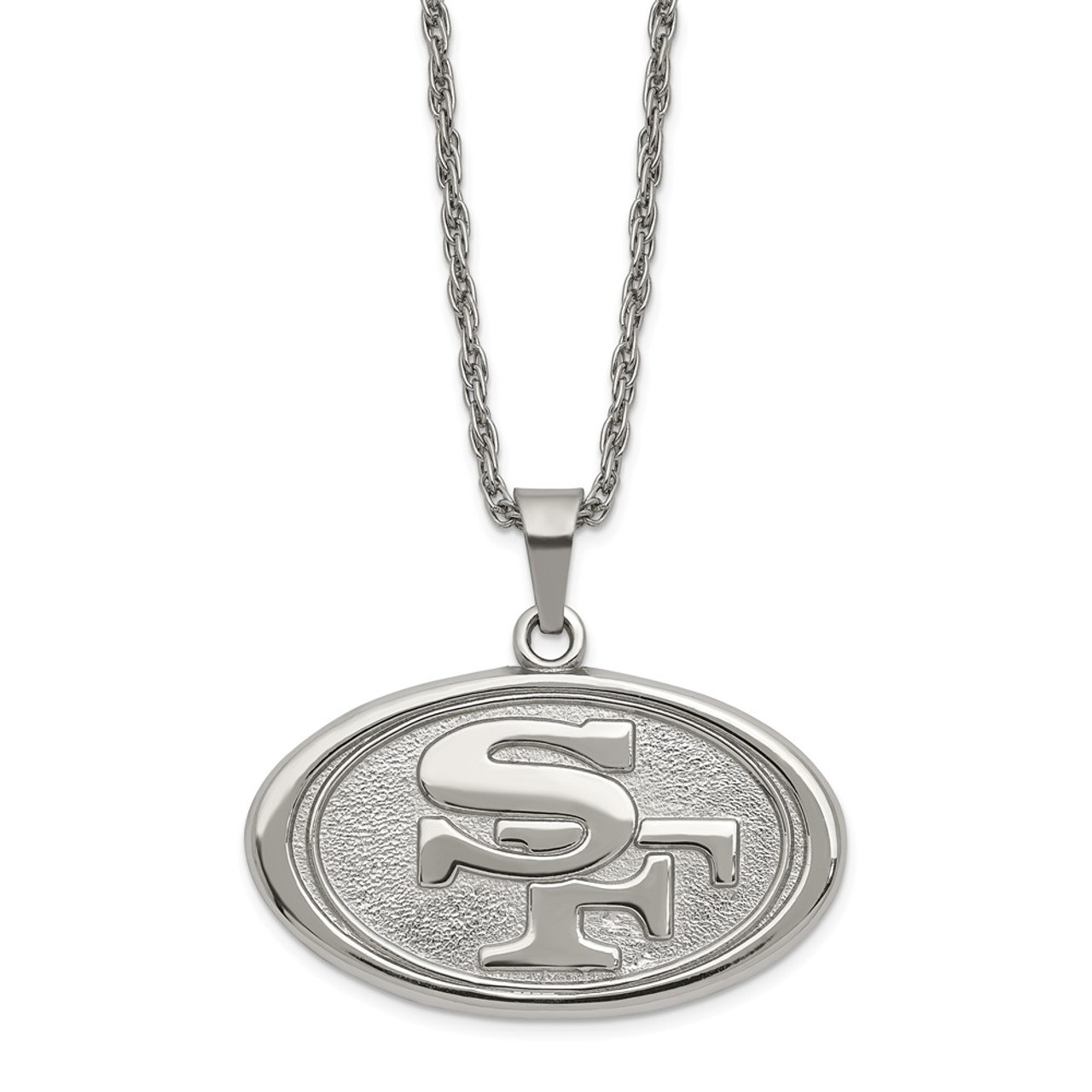 The GLD Shop - San Francisco 49ers Micro Logo Pendant - White Gold -  Military & First Responder Discounts | GOVX