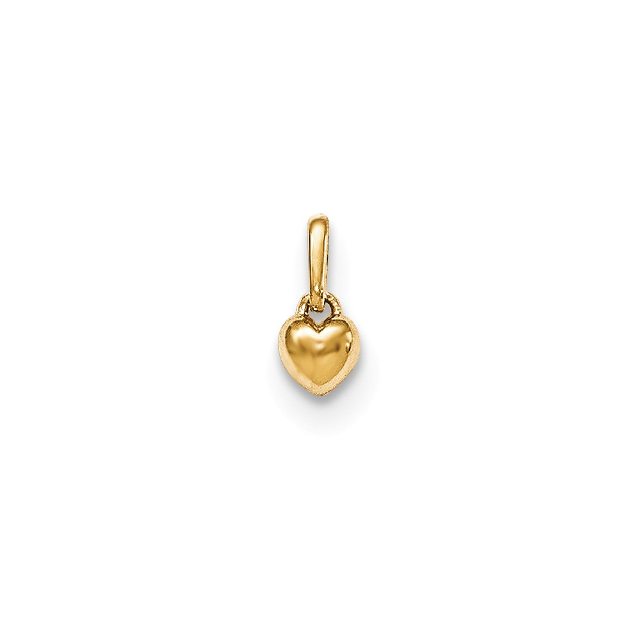 Childrens Heart Pendant 14K Yellow Gold 3D Love Charm