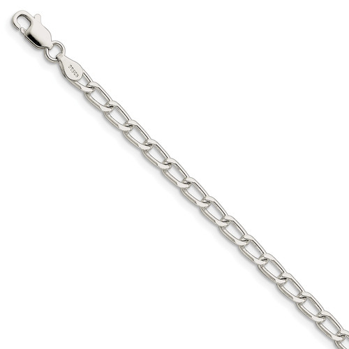 Sterling Silver Polished 4.3mm Open Link Bracelet w/ Lobster Clasp 7" - 8"