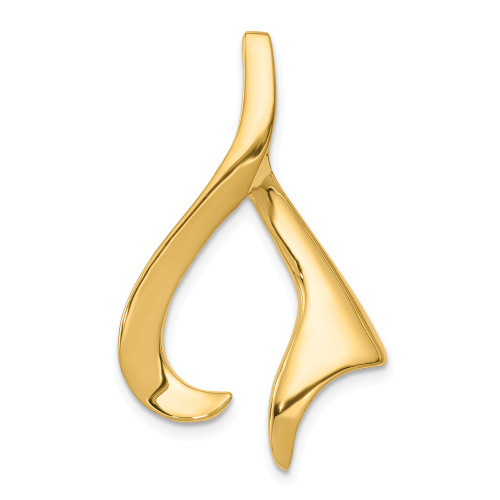 14K Yellow Gold Solid & Casted Freeform Omega Slide Fits up to 3mm Necklace
