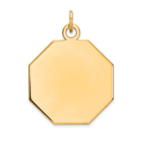 14k Yellow Gold 21mm Medium Plain Engravable Octagonal Disc Charm