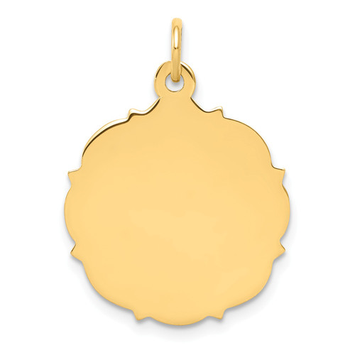 14k Yellow Gold 24mm x 18mm Medium Plain Fancy Engravable Disc Charm