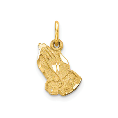 14k Yellow Gold Diamond Cut & Satin Finish Small Praying Hands Charm 14k Yellow Gold Diamond Cut & Satin Finish Small Praying Hands Charm