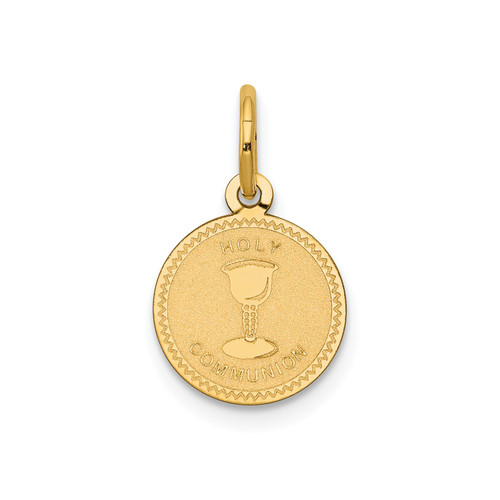14k Yellow Gold Mini Laser Etched Engravable Holy Communion Disc Charm