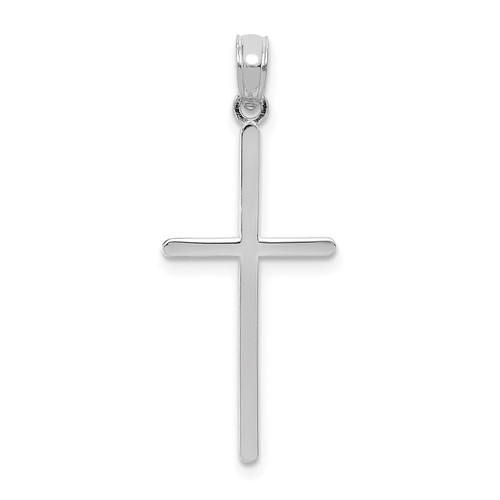 10k White Gold High Polished Medium 30mm Flat Skinny Cross Pendant