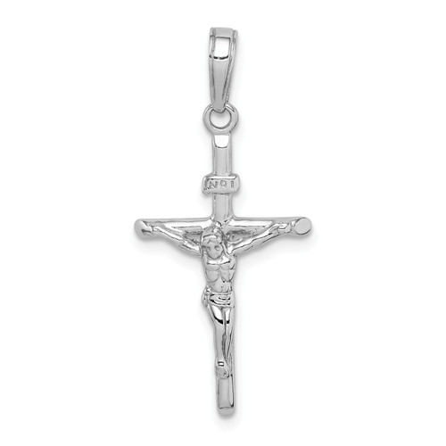 10k White Gold Medium 30mm Stick Style INRI Crucifix Cross Pendant