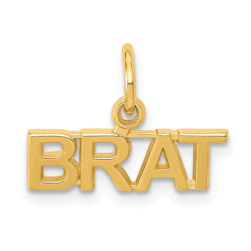 14k Yellow Gold Polished Children's Brat Charm Kids Pendant 12mm x 15mm