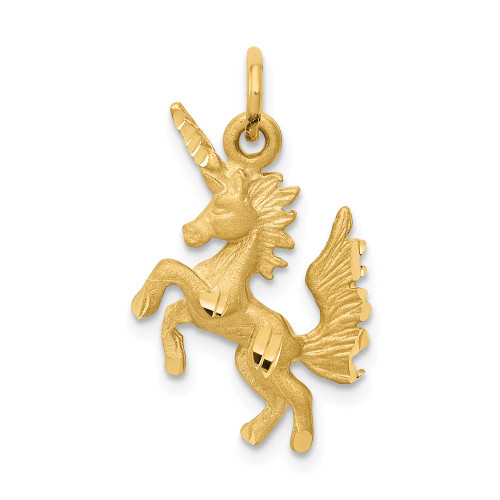 14k Yellow Gold Children's Dancing Unicorn Charm Kids Pendant 22mm x 14mm 14k Yellow Gold Children's Dancing Unicorn Charm Kids Pendant 22mm x 14mm