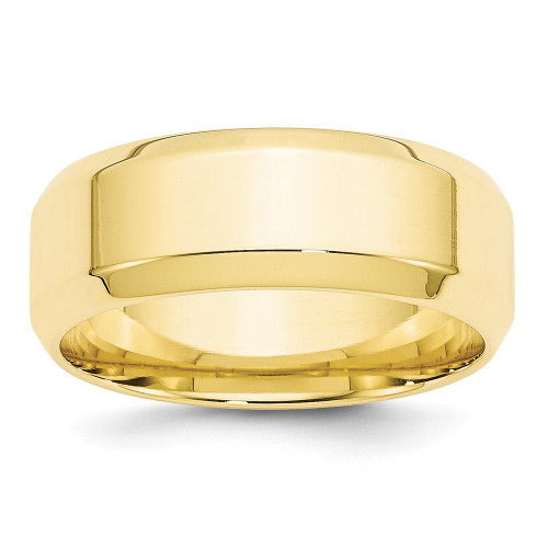 10K Yellow Gold 8mm Bevel Edge Comfort Fit Wedding Band Solid Ring Sizes 4 - 14
