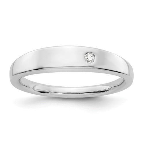 Stelring Silver Rhodiumed Diamond Tapered Band 0.02 Ct. Sizes 6 to 8 White Ice