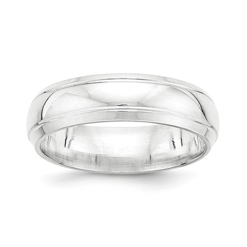 Sterling Silver Polished 6mm Grooved Beveled Edge Wedding Band Sizes 7 to 13.5