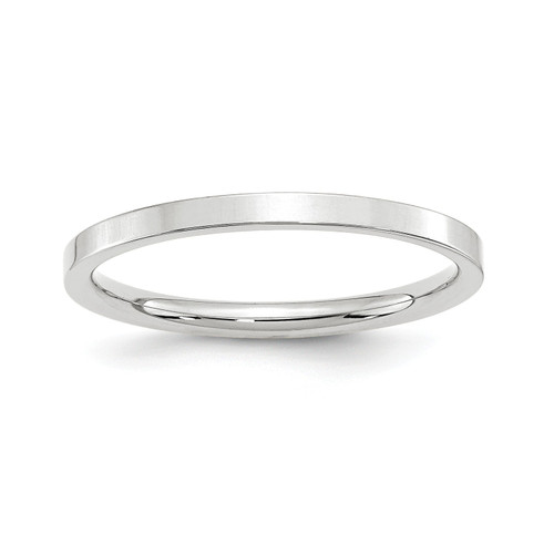 10k White Gold Unisex 2mm Standard Comfort Fit Flat Wedding Band Sizes 4 to 14