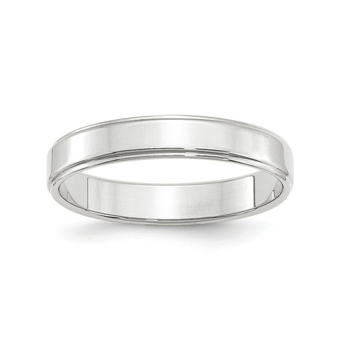 10k White Gold Unisex 4mm Flat w/ Step Down Edge Wedding Band Sizes 4 to 14