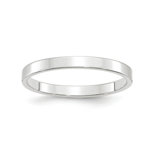 10k White Gold Unisex Polished Lightweight 2.5mm Flat Wedding Band Sizes 4 to 14