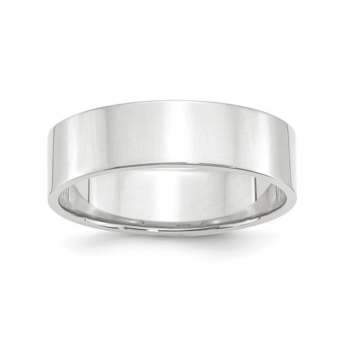 10k White Gold Unisex Polished Lightweight 6mm Flat Wedding Band Sizes 4 to 14