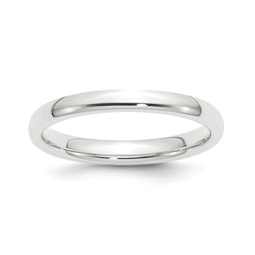 Platinum Solid Unisex Comfort Fit 2.5mm Domed Wedding Band Sizes 4 to 12