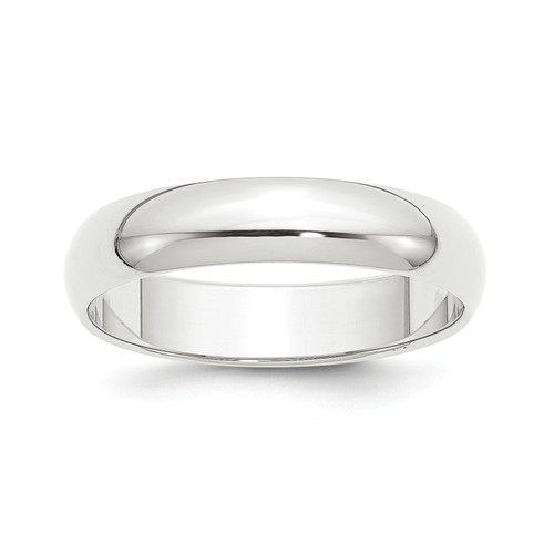Platinum Solid Unisex Standard Fit 5mm Half Round Wedding Band Sizes 4 to 12