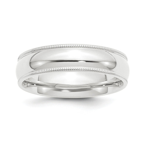 Platinum Solid Unisex Comfort Fit 6mm Milgrain Edge Wedding Band Sizes 5 to 12