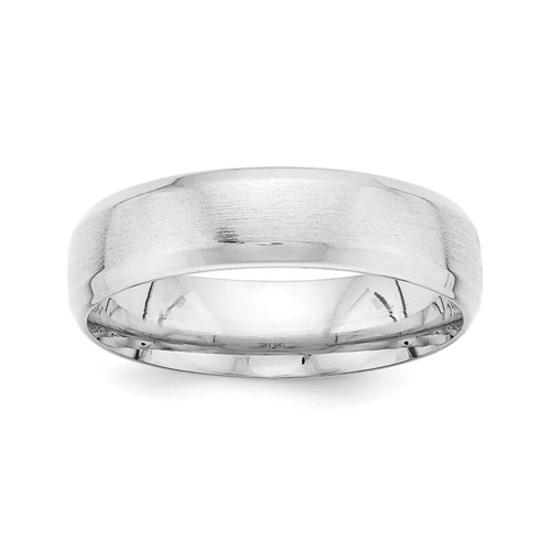 14k White Gold Standard Weight 6mm Satin Beveled Edge Wedding Band Size 7 - 13.5