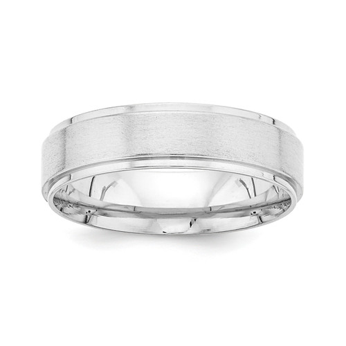 14k White Gold Heavyweight 6mm Satin Flat w/ Step Edge Wedding Band Sz 7 to 13.5