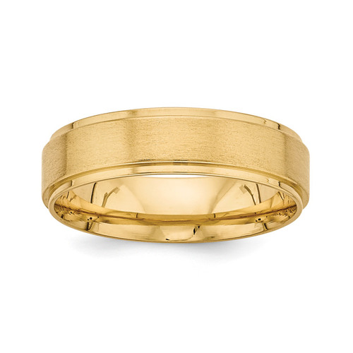 14k Yellow Gold Standard Weight 6mm Satin Flat w/ Step Wedding Band Sz 7 - 13.5