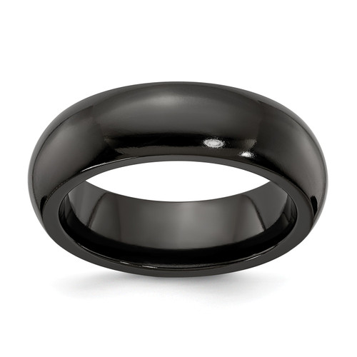 Edward Mirell Black Ti Titanium Polished 7mm Domed Wedding Band Sizes 6 to 13