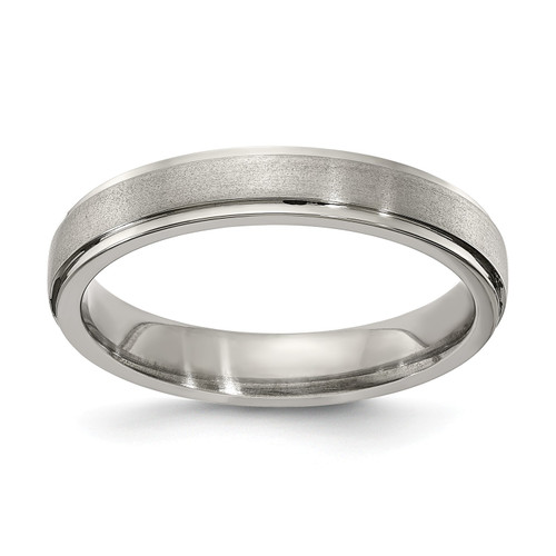 Edward Mirell Grey Titanium 4mm Brushed & Round Step Wedding Band Sizes 5 to 12