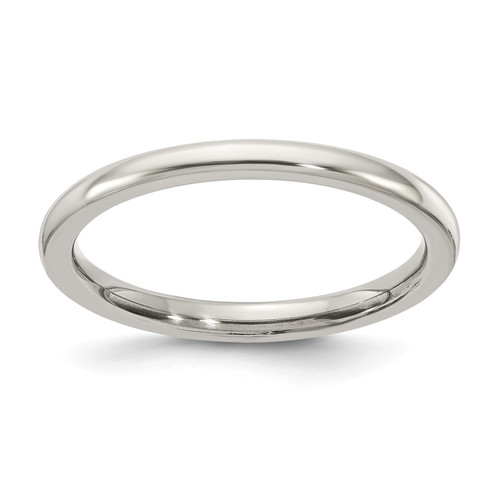 Edward Mirell Grey Titanium 2mm Comfort Fit Domed Wedding Band Sizes 5 to 12